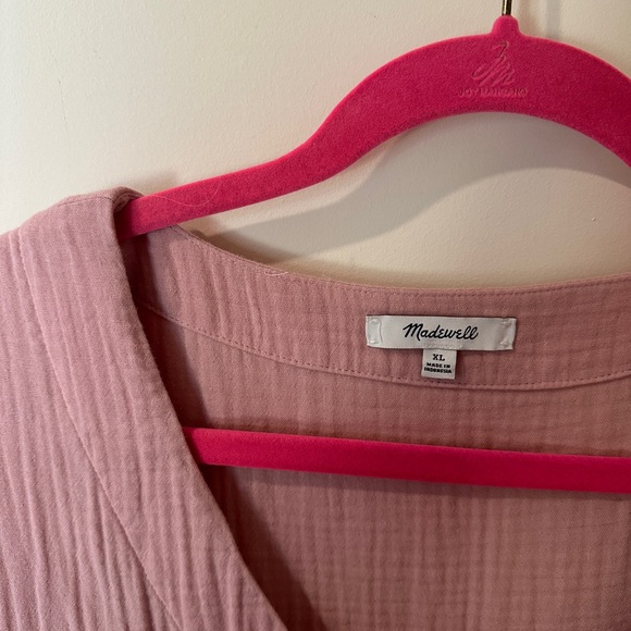 Madewell Lightspun button front mini dress pink dusty rose XL - Picture 2 of 6
